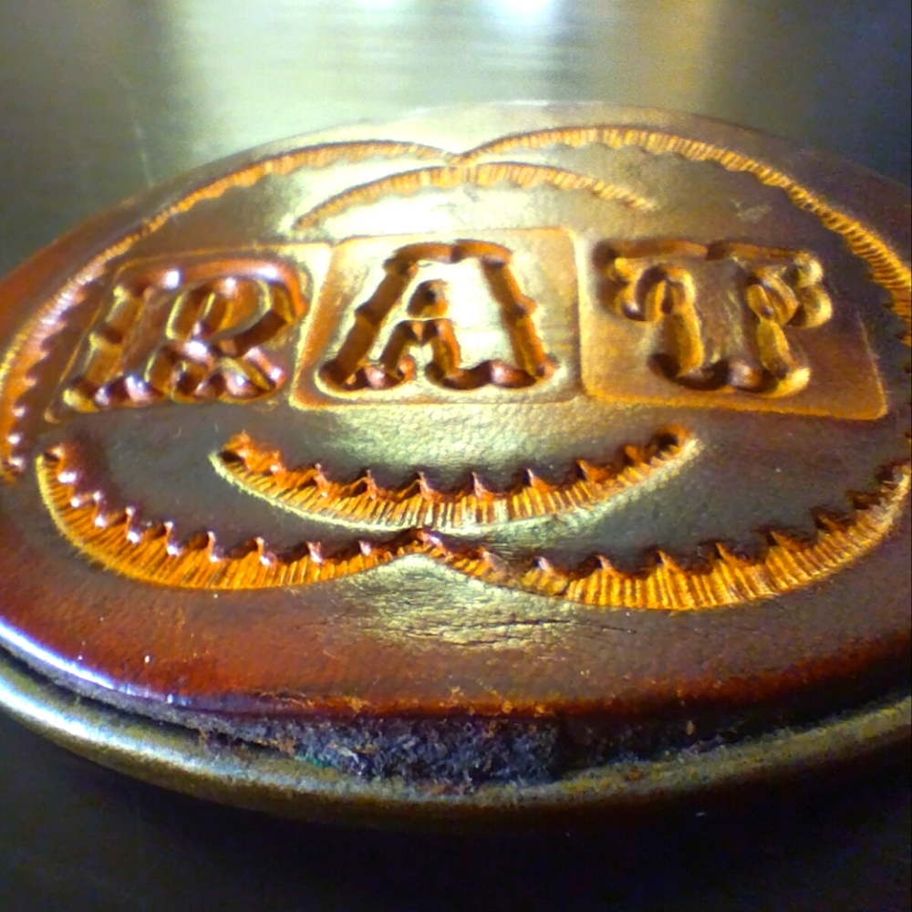 vintage HAL SALES stamped leather belt buckle